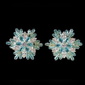 18K GP Snowflake zircon stud earrings …